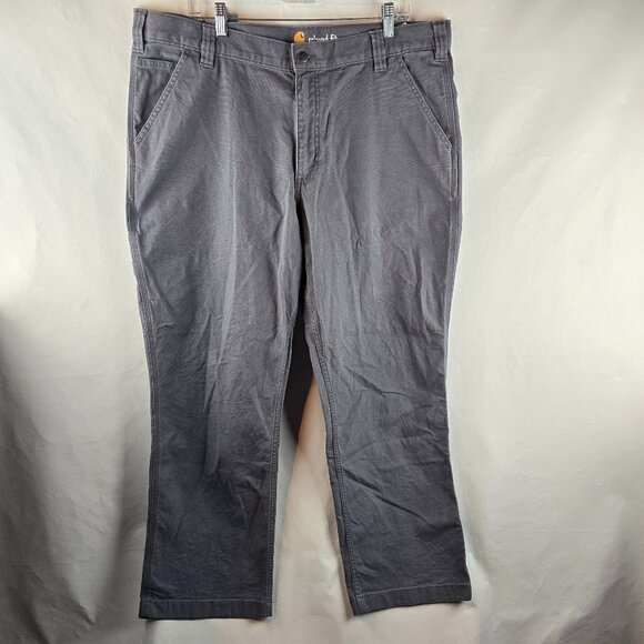 Carhartt Pants Mens 40x30 Grey Carpenter Chino Workwear Relaxed Fit Stretch - Picture 1 of 9